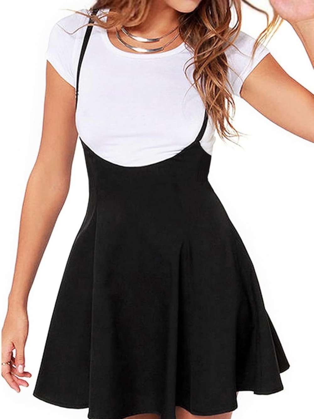 Black Skater Pinafore Dress - Women Circle Skirt